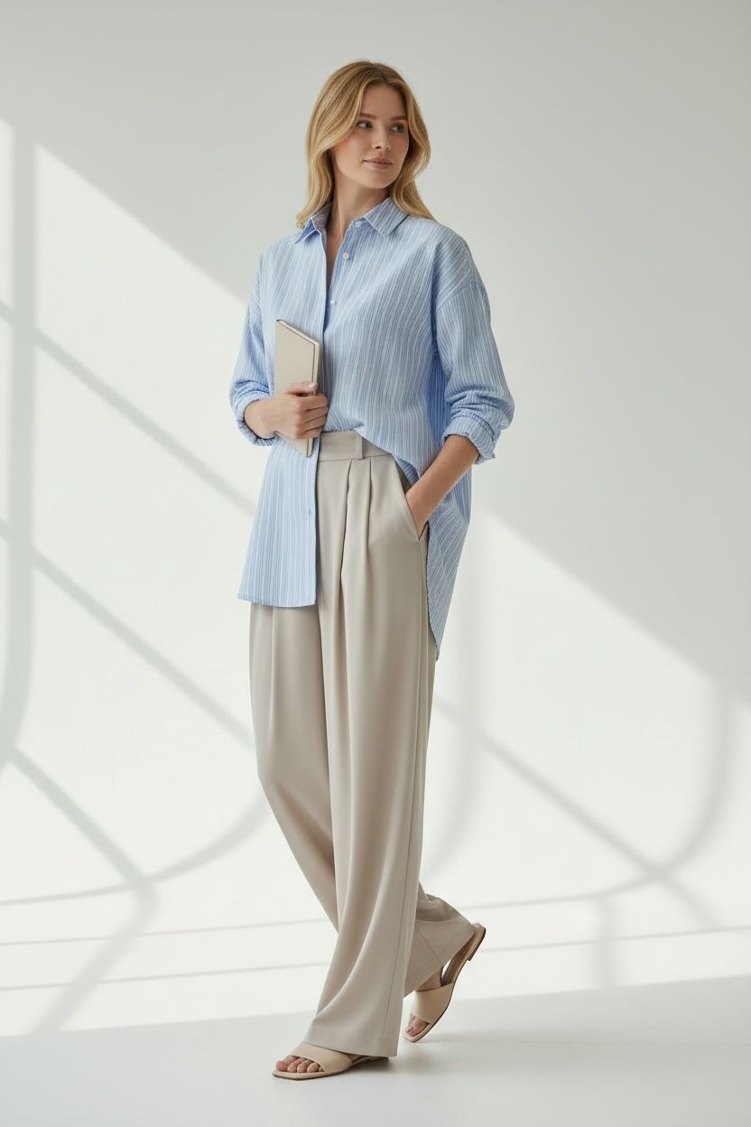 Szerokie spodnie palazzo zimny beż miękkiei z suwakiem