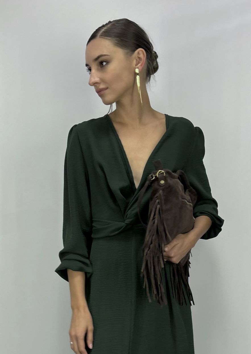 Sukienka maxi 100% wiskoza ciemna zieleń 