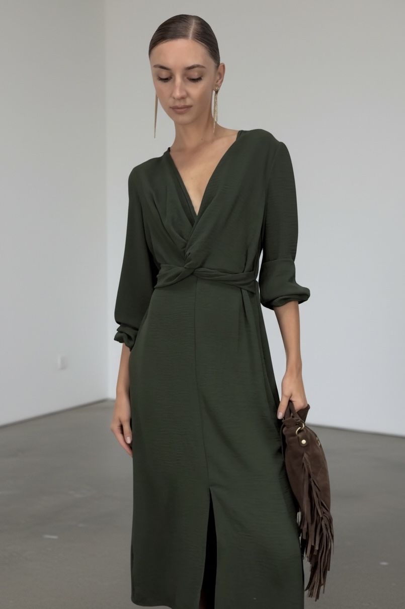 Sukienka maxi 100% wiskoza ciemna zieleń 