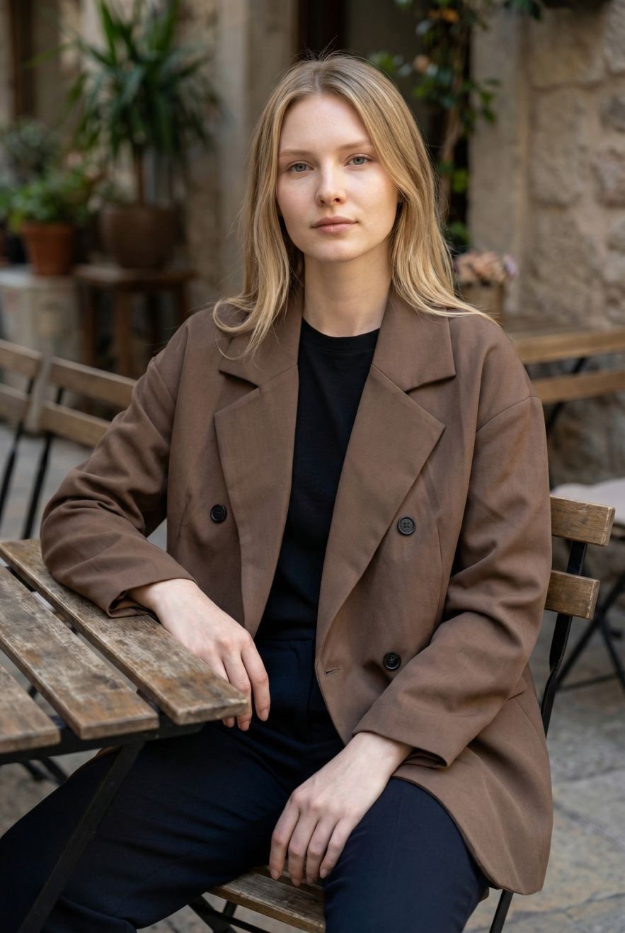 Bawełniany brązowy Marynarko Płaszcz kurtka z podszewką w paski beżowy WIOSNA 2026 