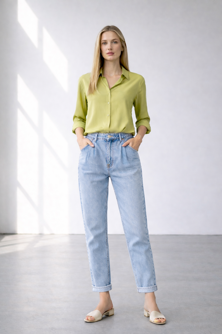 Bawełniane spodnie dżinsowe jasny niebieski kolor 