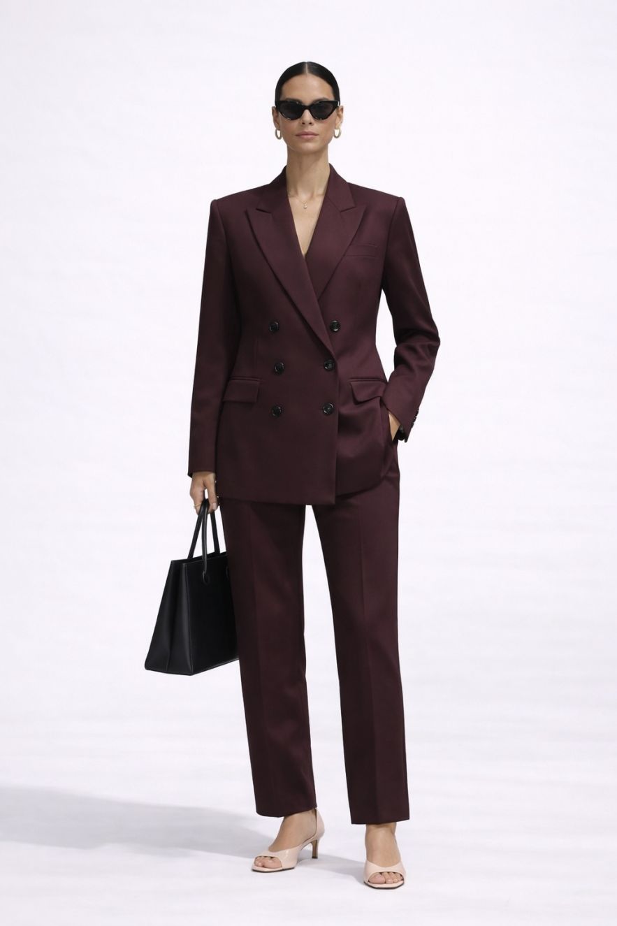 Marynarka bordo usztywniana dwurzędowa bawełniana 100%