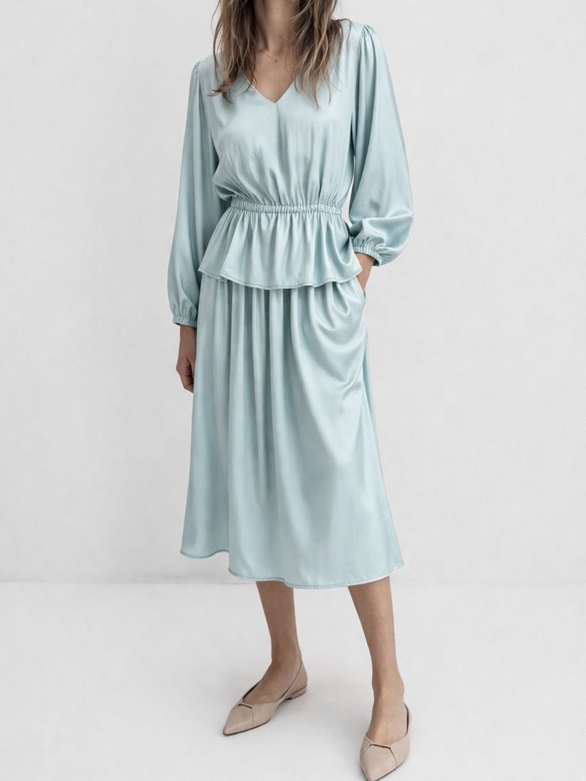 SHOP THE LOOK 15 - komplet jedwabny miętowy