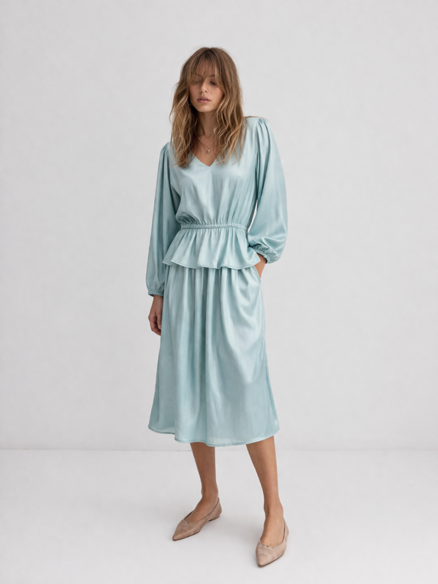SHOP THE LOOK 15 - komplet jedwabny miętowy
