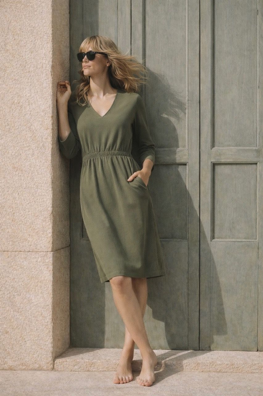 Sukienka dresowa solidna bawełna delikatna zieleń z lekką gumką