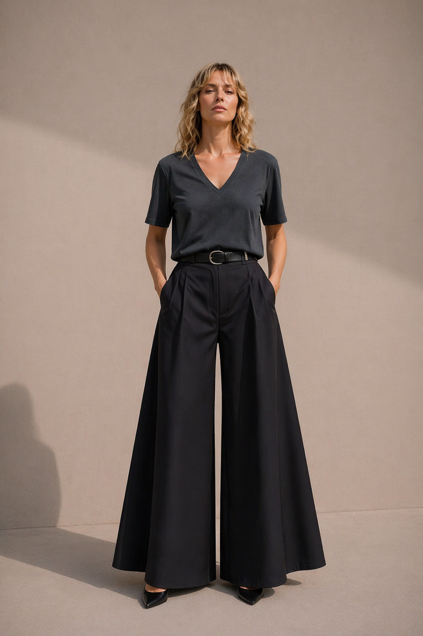 2 Bluzki w 1 - z dekoltem V lub okrągłym - zmienna - dwustronny uniwersalny t-shirt bawełniany z dekoltem V lub dekoltem okrągłym szary grafit melanż