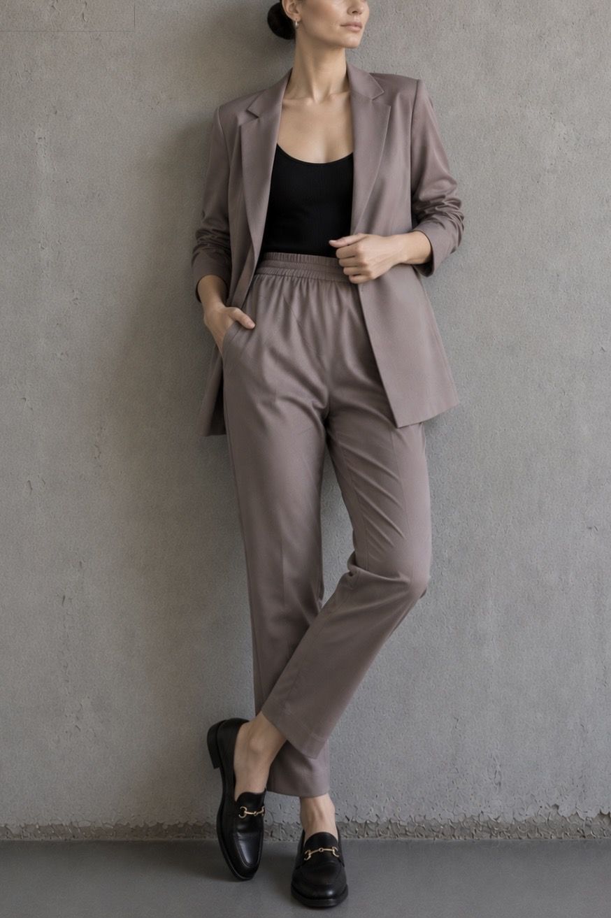 SHOP THE LOOK 13 - GARNITUR WEŁNIANY gładki szaro fioletowy TAUPE