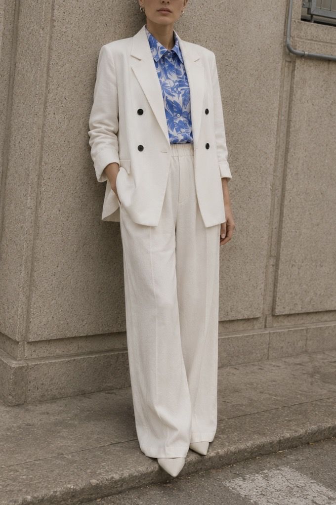 Off white beż marynarko płaszcz kurtka z białą podszewką w paski 100% bawełna