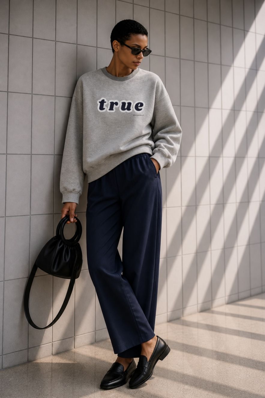 Szara bluza oversize z logo  100% bawełna 
