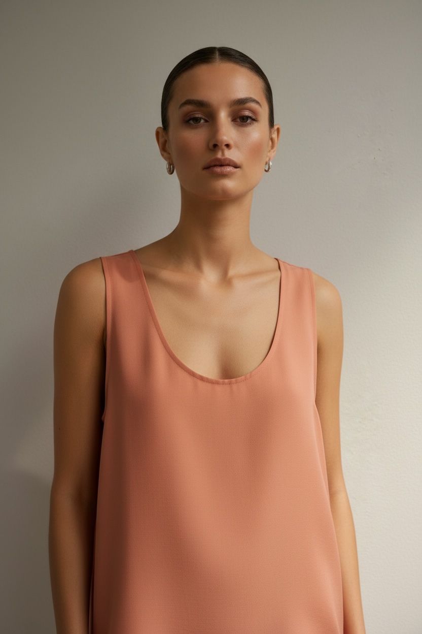Top wiskozowy łososiowy róż lekki basic  