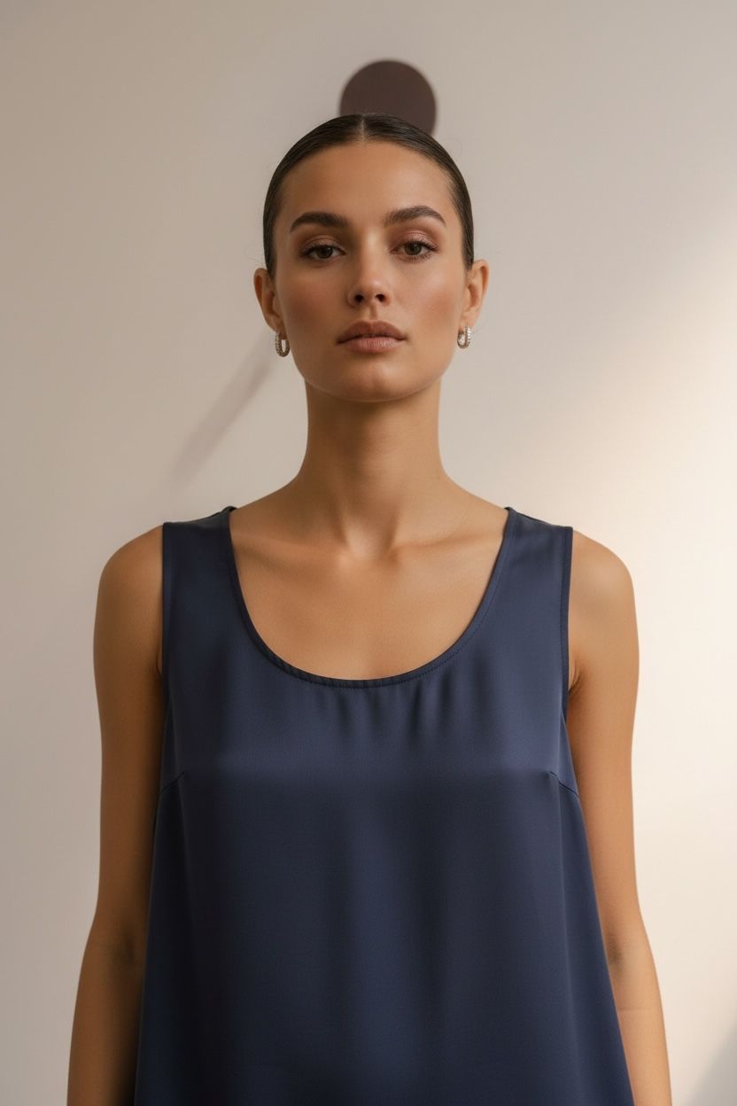 Top wiskozowy granatowy lekki basic 