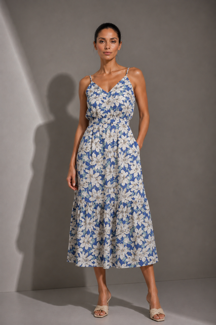 SHOP THE LOOK 21 - komplet bawełna w kwiaty na lato sukienka na ramiączka i koszula oversize 