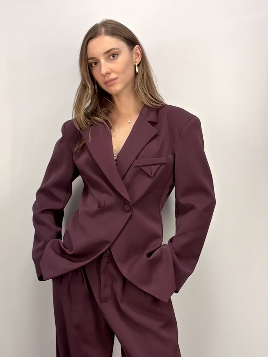 Marynarka ciemny fiolet burgund oversize