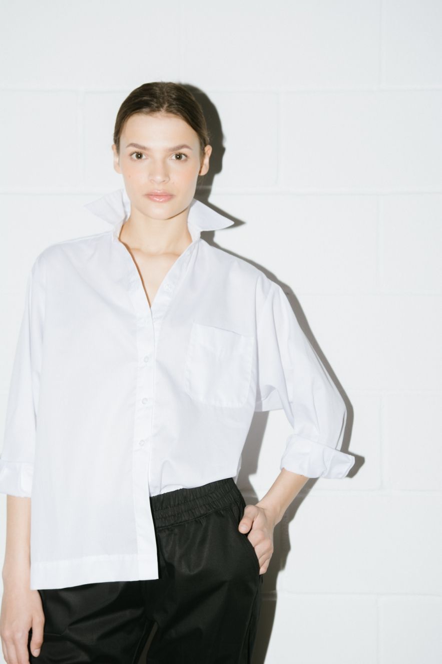 Biała oversizeowa koszula bawełniana My Style z bawełny włoskiej 100%