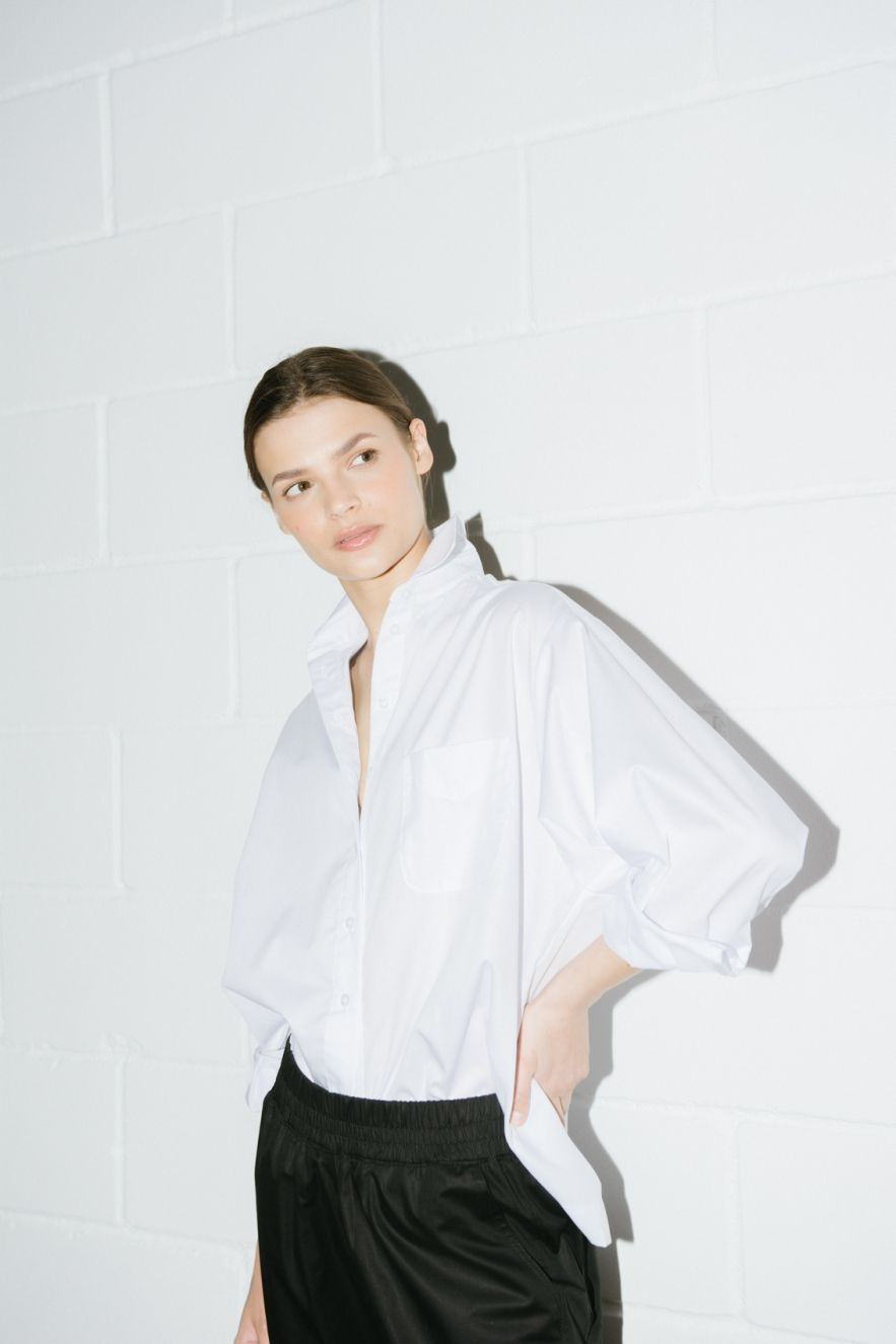 Biała oversizeowa koszula bawełniana My Style z bawełny włoskiej 100%