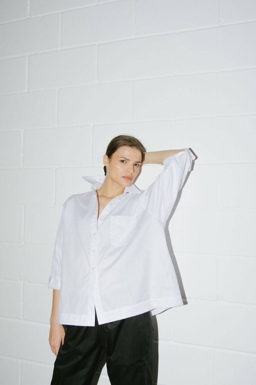 Biała oversizeowa koszula bawełniana My Style z bawełny włoskiej 100%