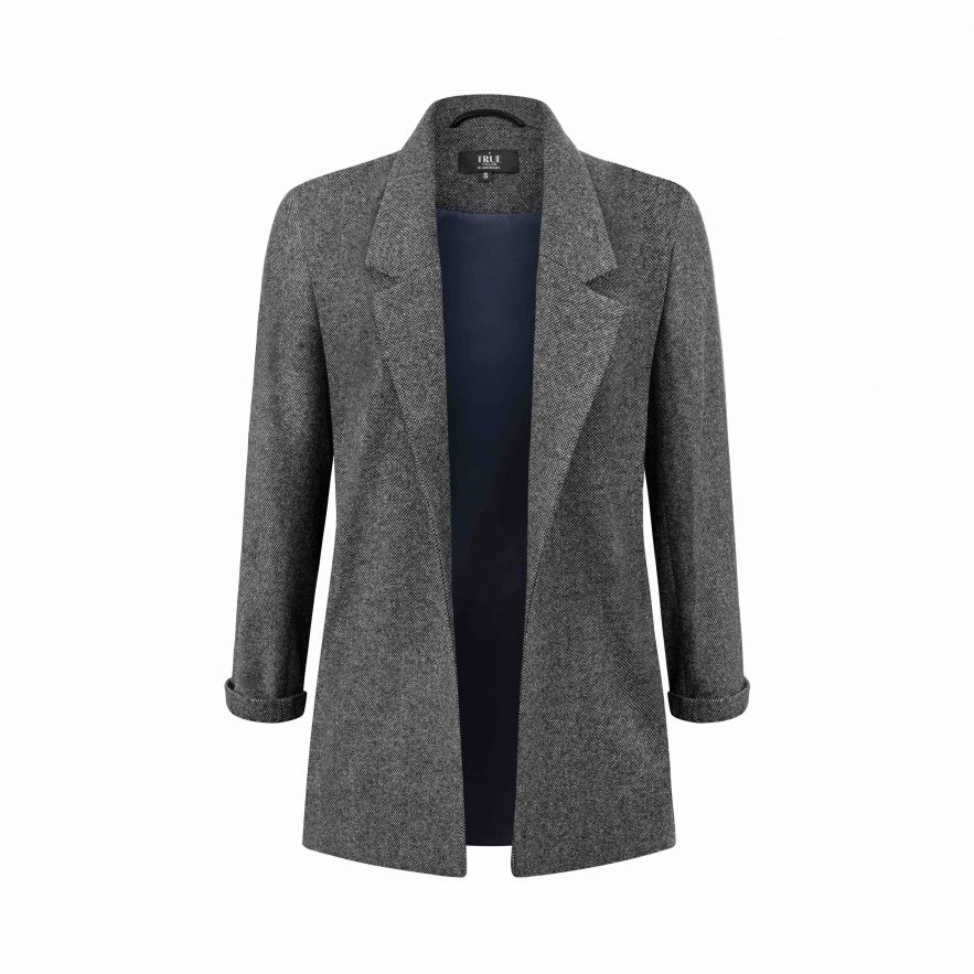 Wełniana Marynarka szaro-czarny sól i pieprz LOOSE and ELEGANCE 100% Wool