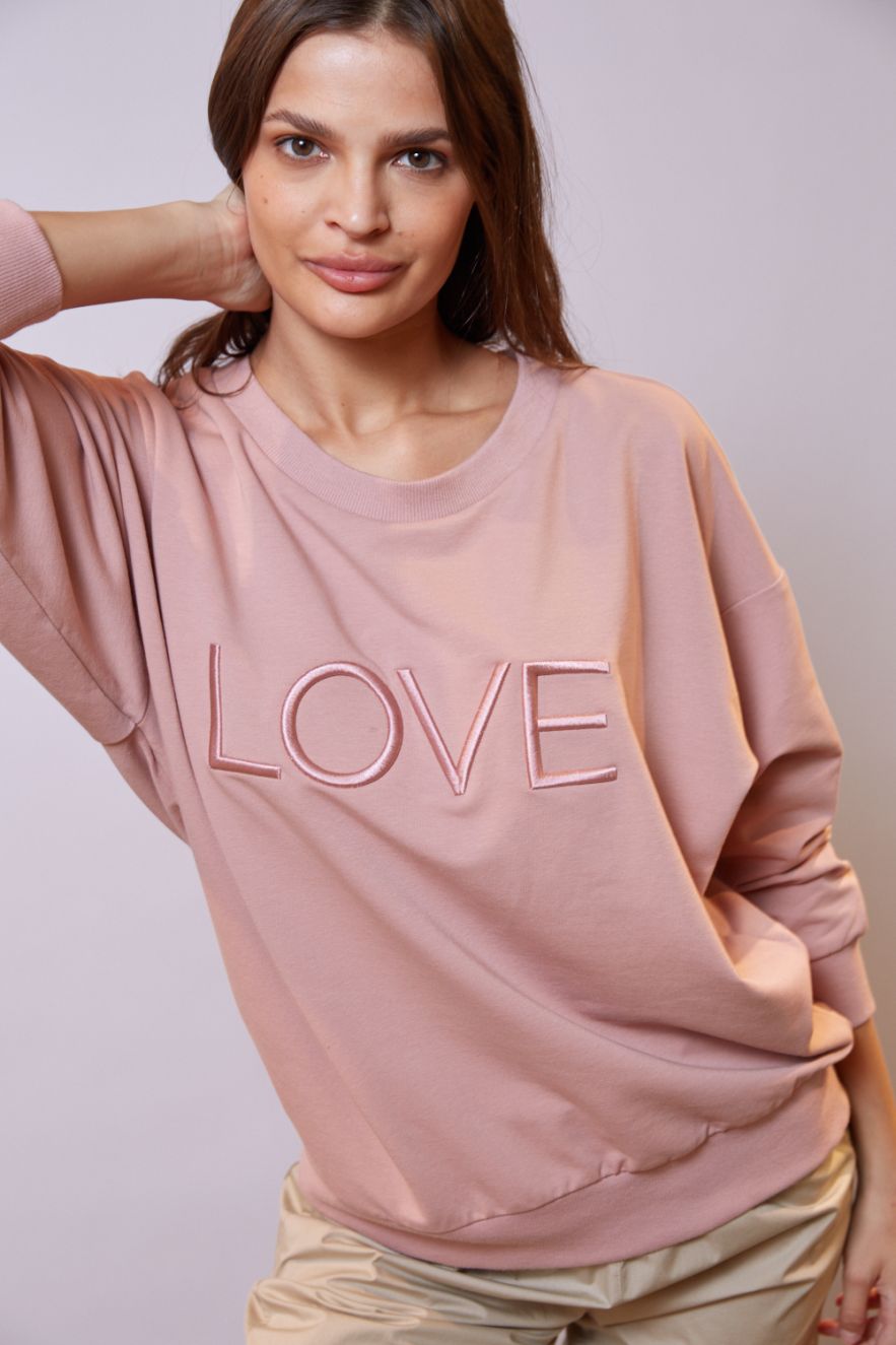 Różowa bawełniana Bluza LOVE róż 100% bawełna