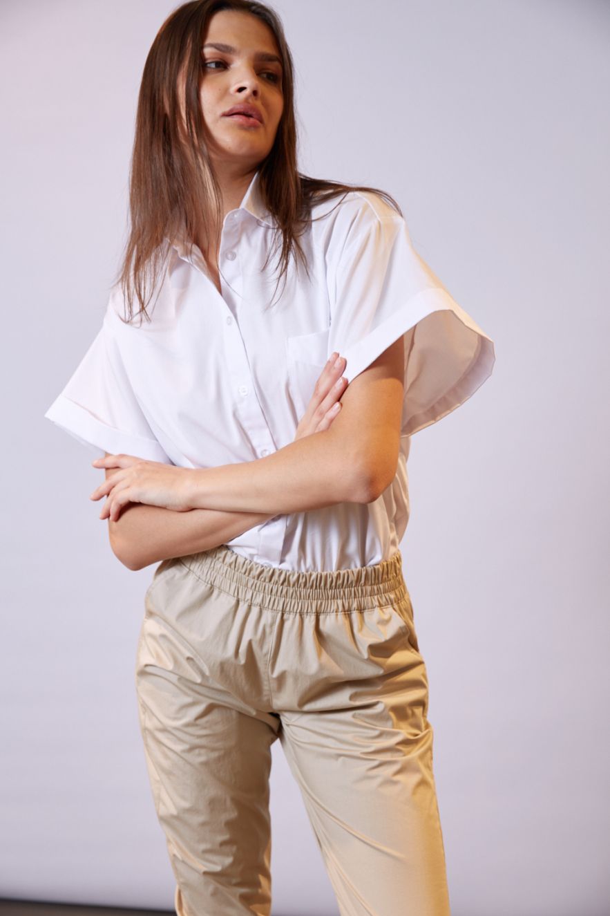 Biała koszula bawełniana My Style z krótkim rękawem