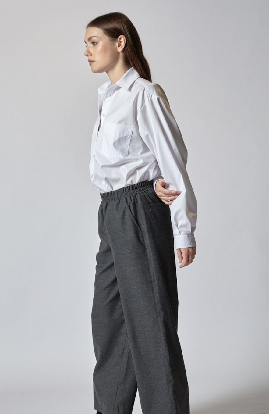 szare bawełniane długie szerokie spodnie culotte palazzo Bawełna 100% włoska