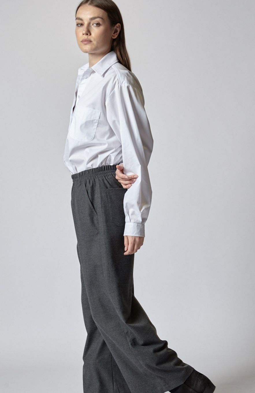 szare bawełniane długie szerokie spodnie culotte palazzo Bawełna 100% włoska