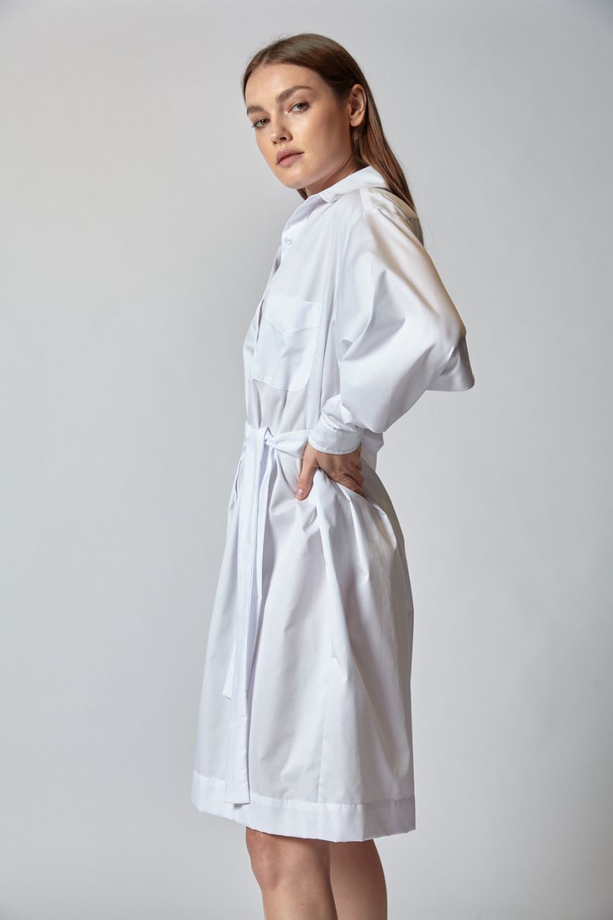 Biała długa koszula bawełniana vel biała koszulowa sukienka szmizjerka My Style