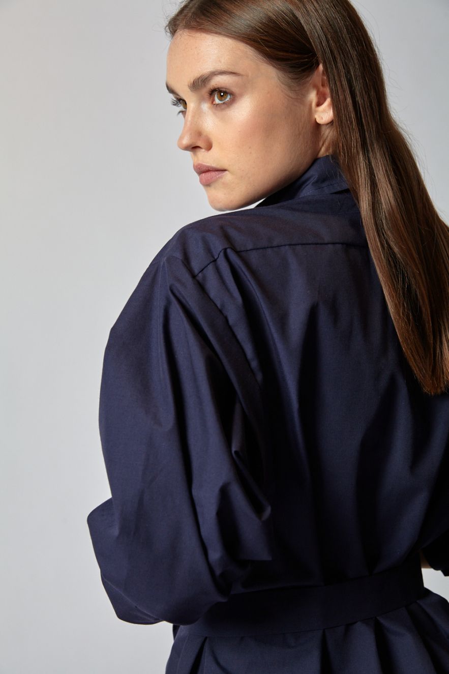 Granatowa bawełniana koszulowa sukienka szmizjerka My Style Deep Navy