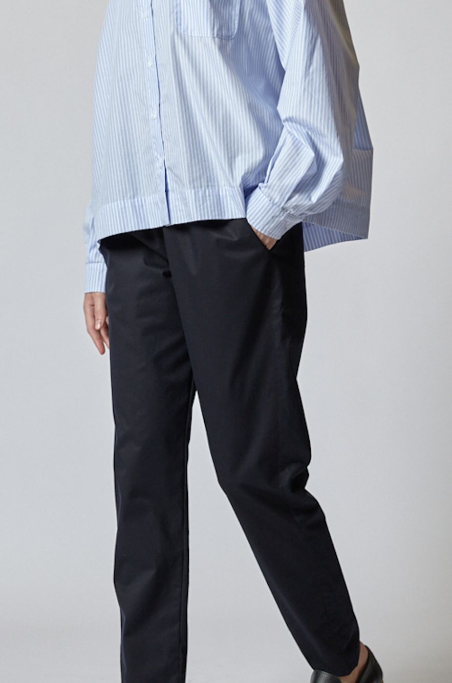 Granatowe spodnie Loose Wełniane - wełna włoska 100% gładka, miękka