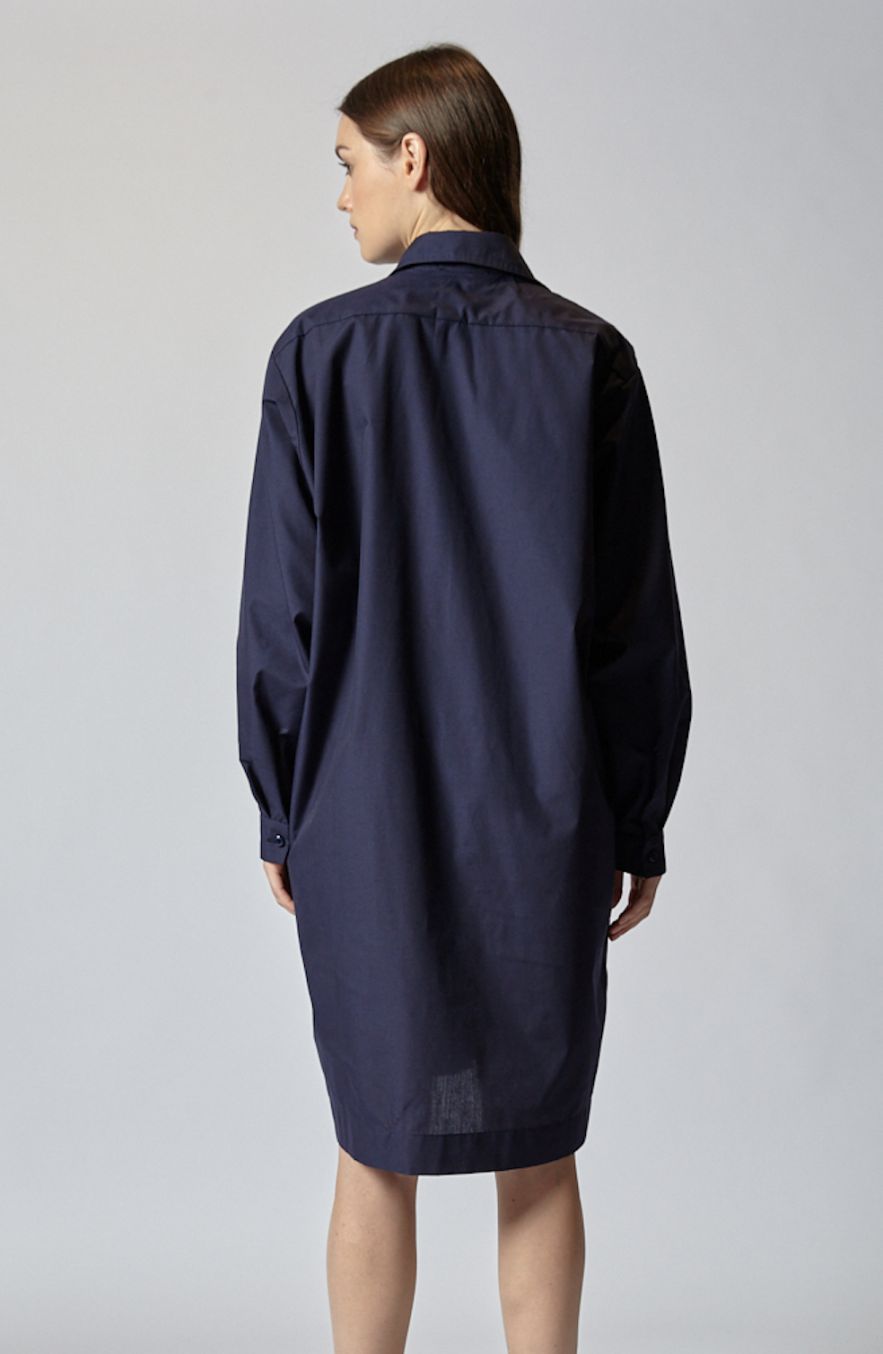 Granatowa bawełniana koszulowa sukienka szmizjerka My Style Deep Navy