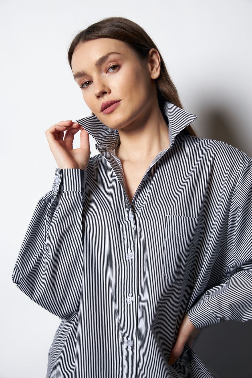 Koszula Bawełniana w biało czarne paseczki My Style 100% Bawełna