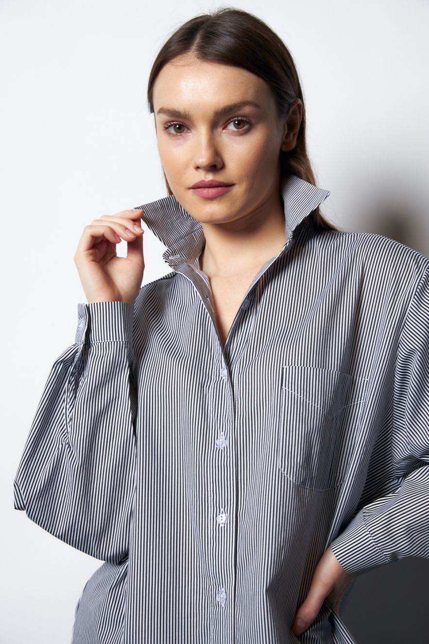 Koszula Bawełniana w biało czarne paseczki My Style 100% Bawełna