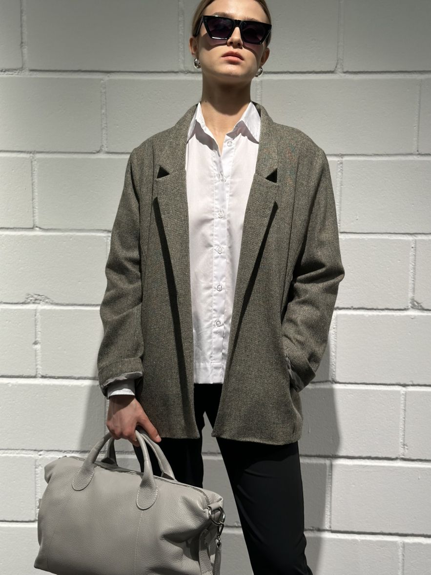 Duża skórzana szara torba shopper bag i travel bag TRUE No 5 (Kopia)