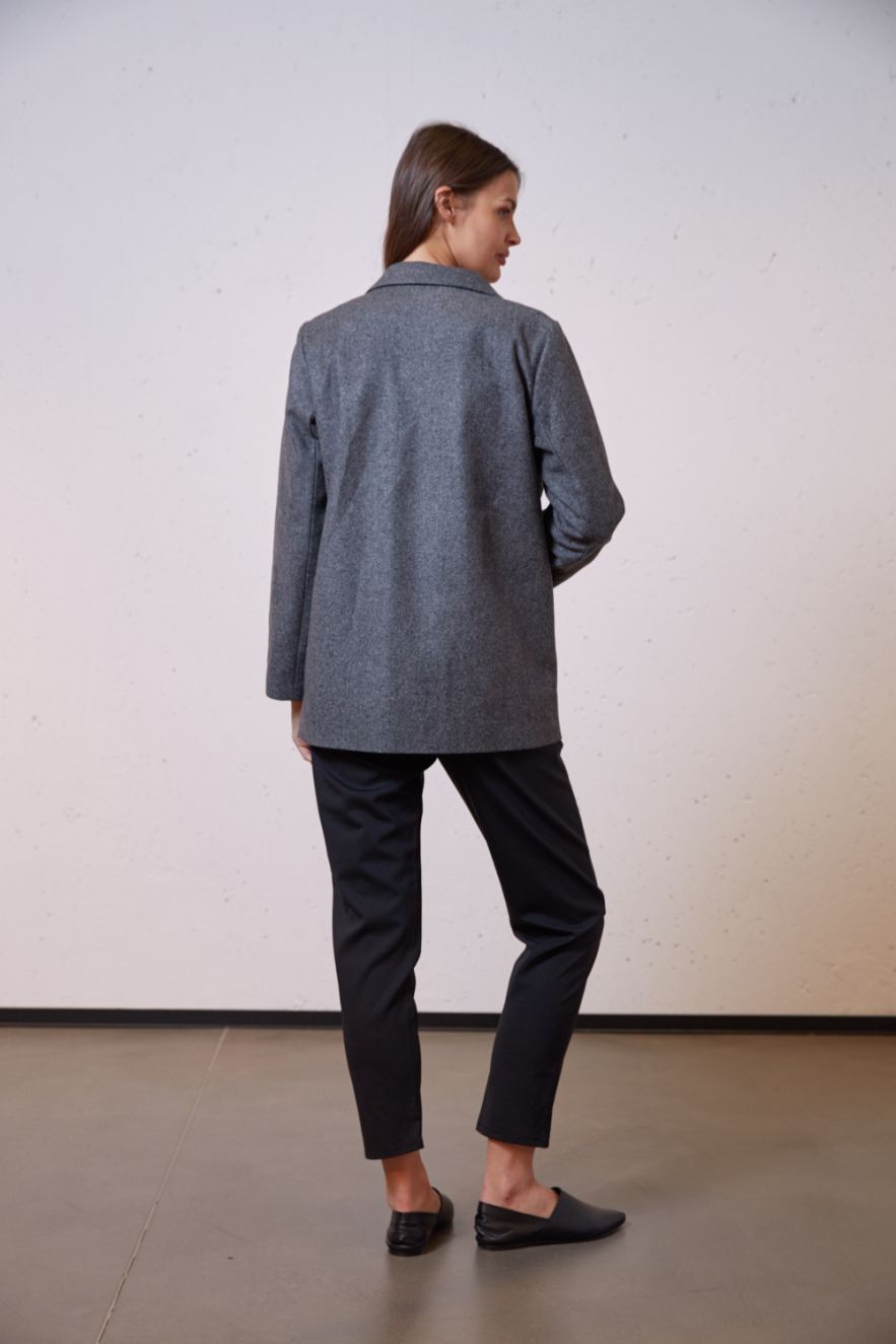 Wełniana Marynarka szaro-czarny sól i pieprz LOOSE and ELEGANCE Wool