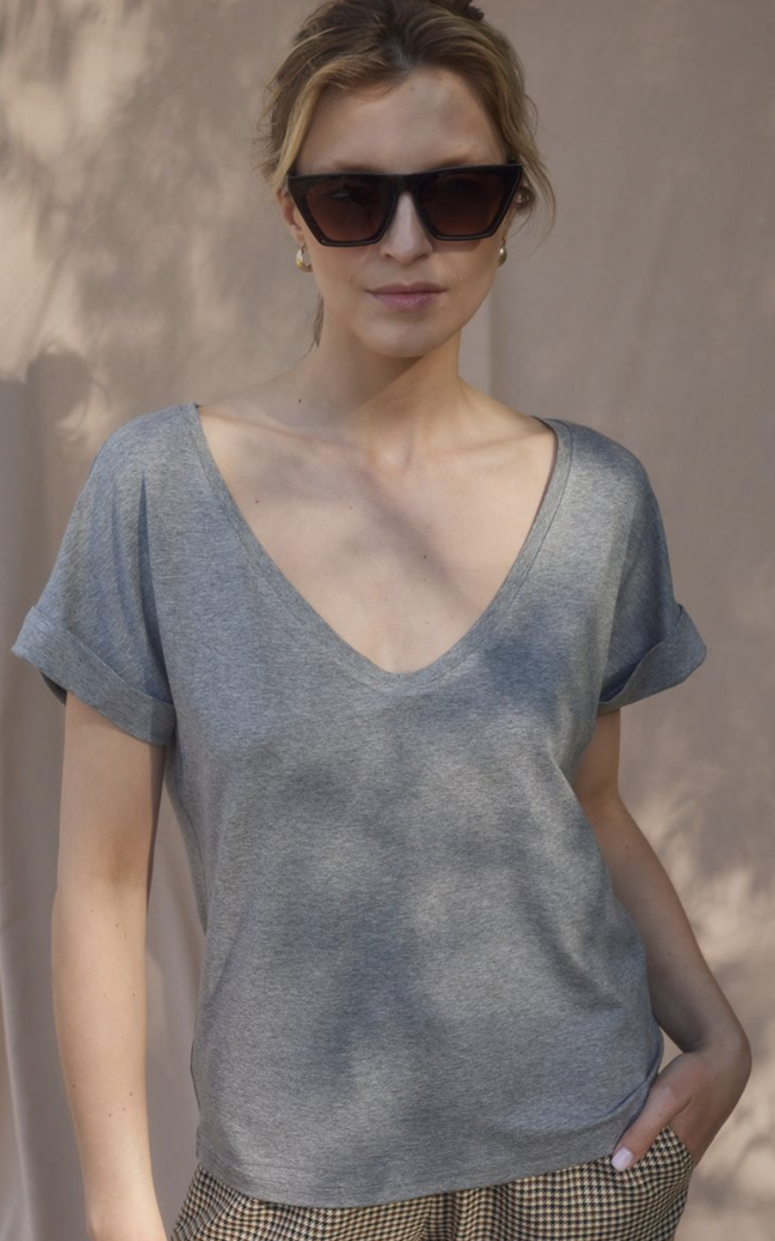 TSHIRT bawełniany oversize szary