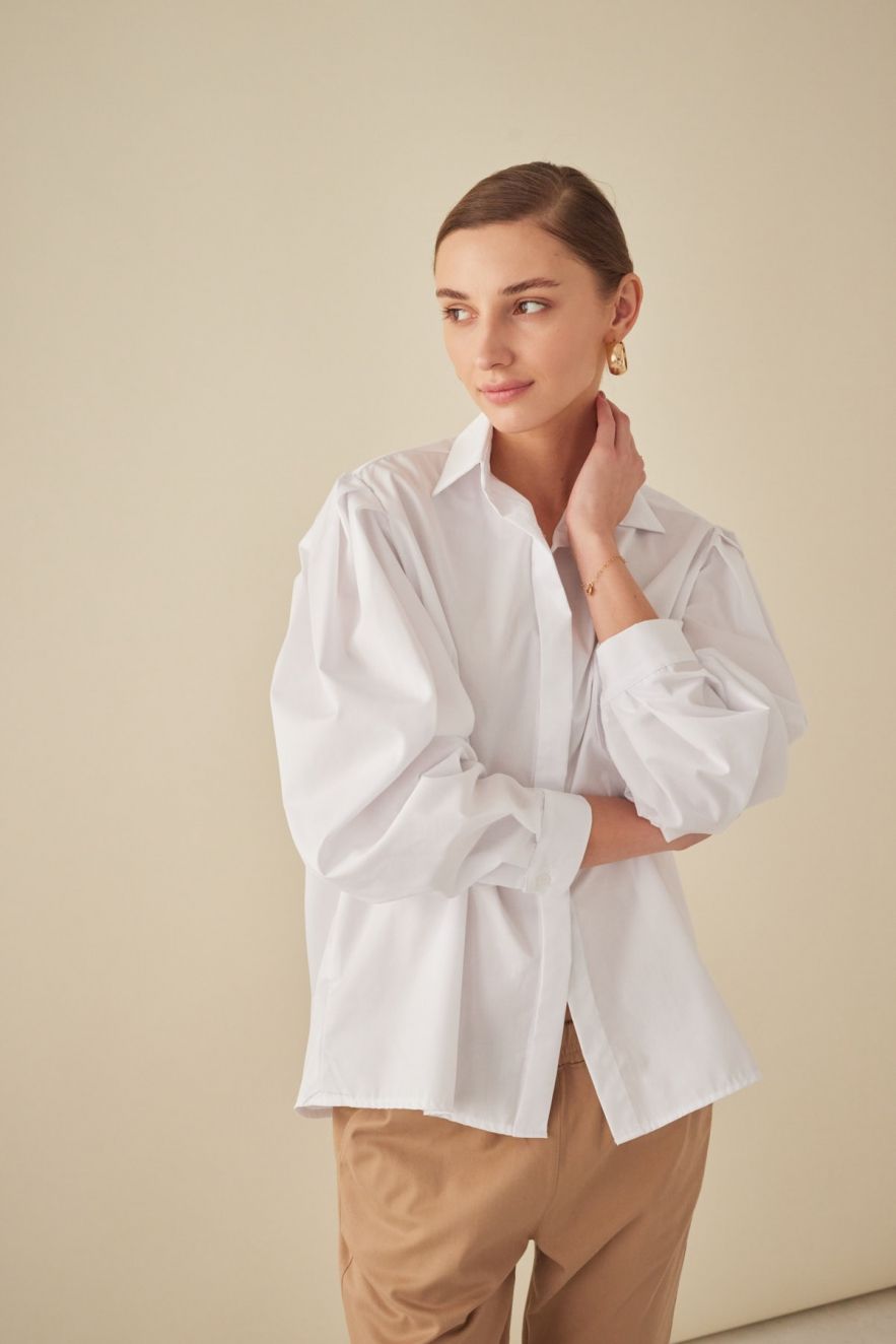 Biała 100% Bawełniana Koszula oversize My Style No. 2 z oryginalnym rękawem